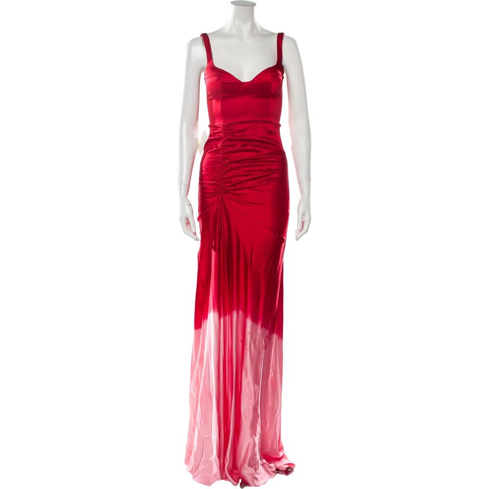 Alejandra Alonso Rojas Dip-dyed Ruched Silk Gown - XS - Red